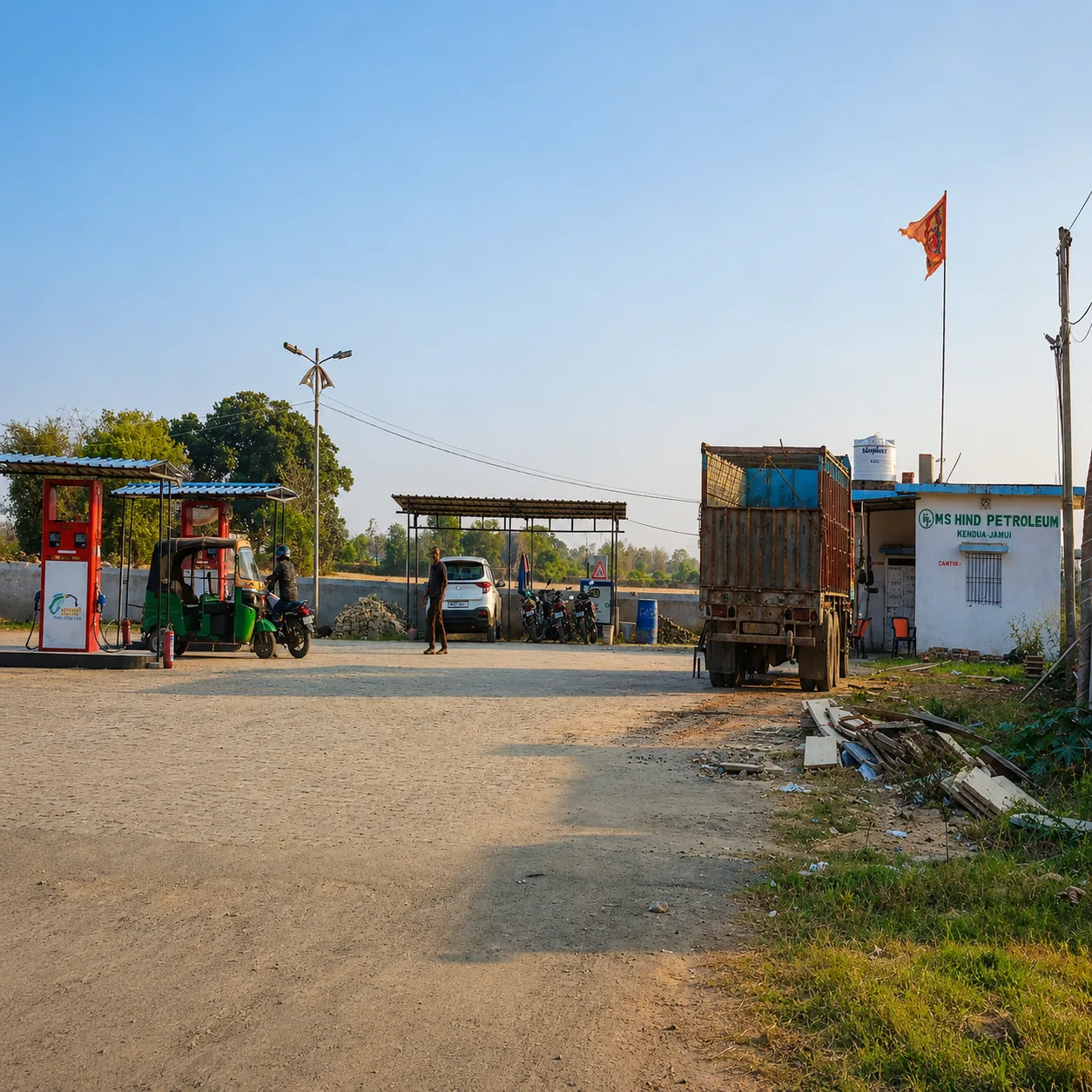Comparison graphic showing a Jio-BP branded fuel station next to an NX100 Pacific Biofuels station